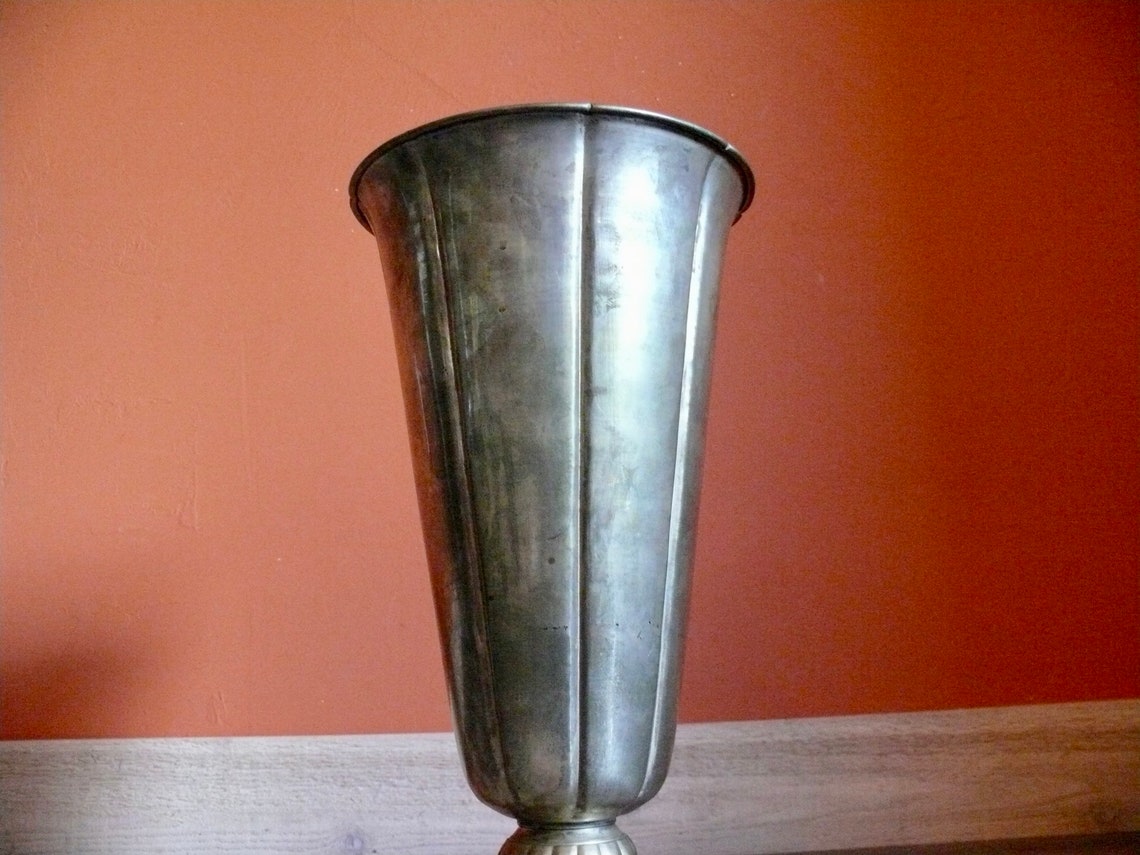 Tall Brass 17 Trumpet Vase Vintage Memorial Urn Vase Etsy