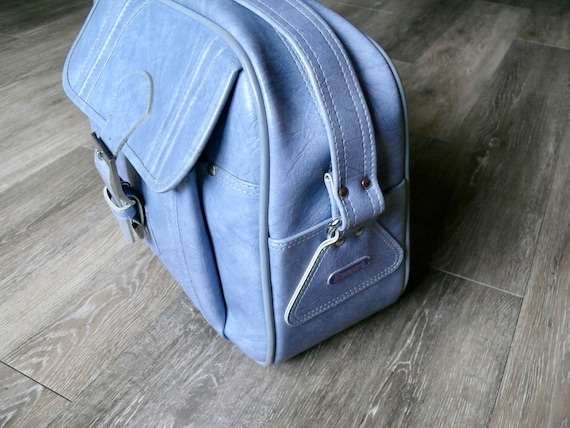 Vintage Blue Escort Cross Body Weekend Bag, 70s L… - image 3