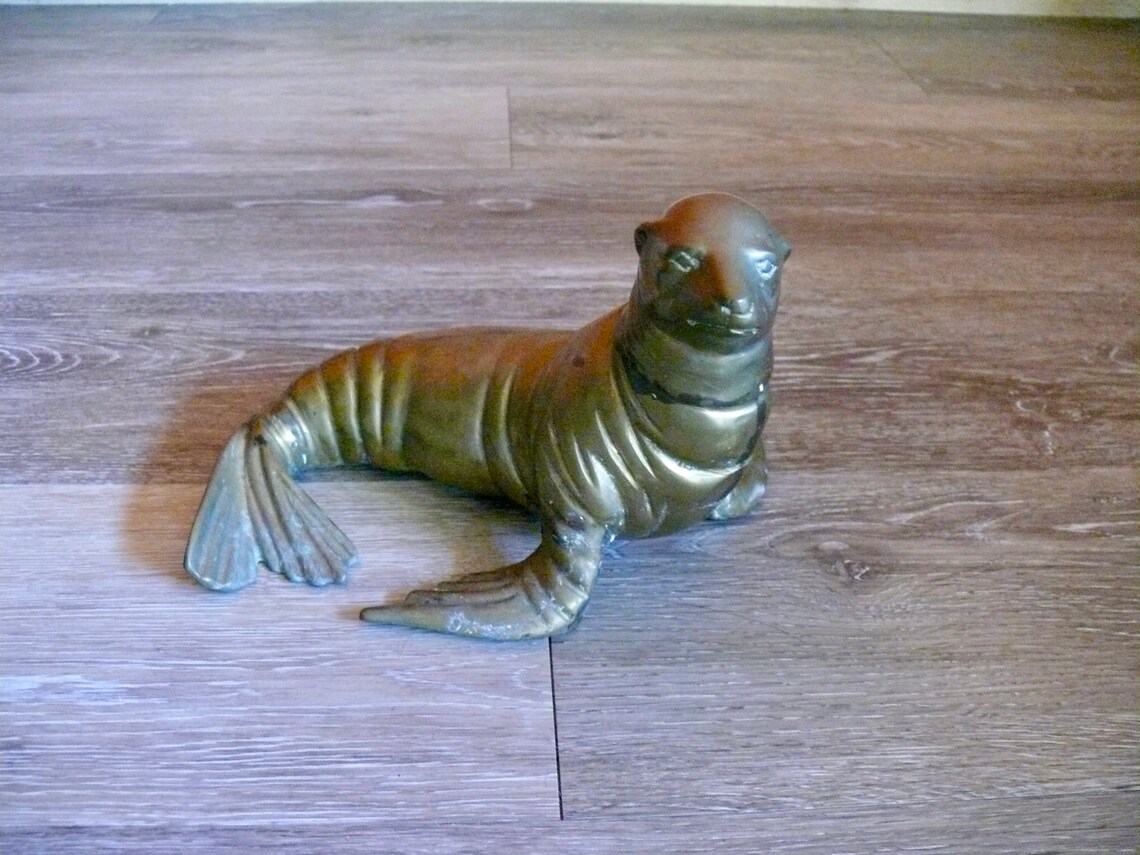 Large 8 Brass Sea Lion Figurine Statue Sea Lion Gift Etsy Italia