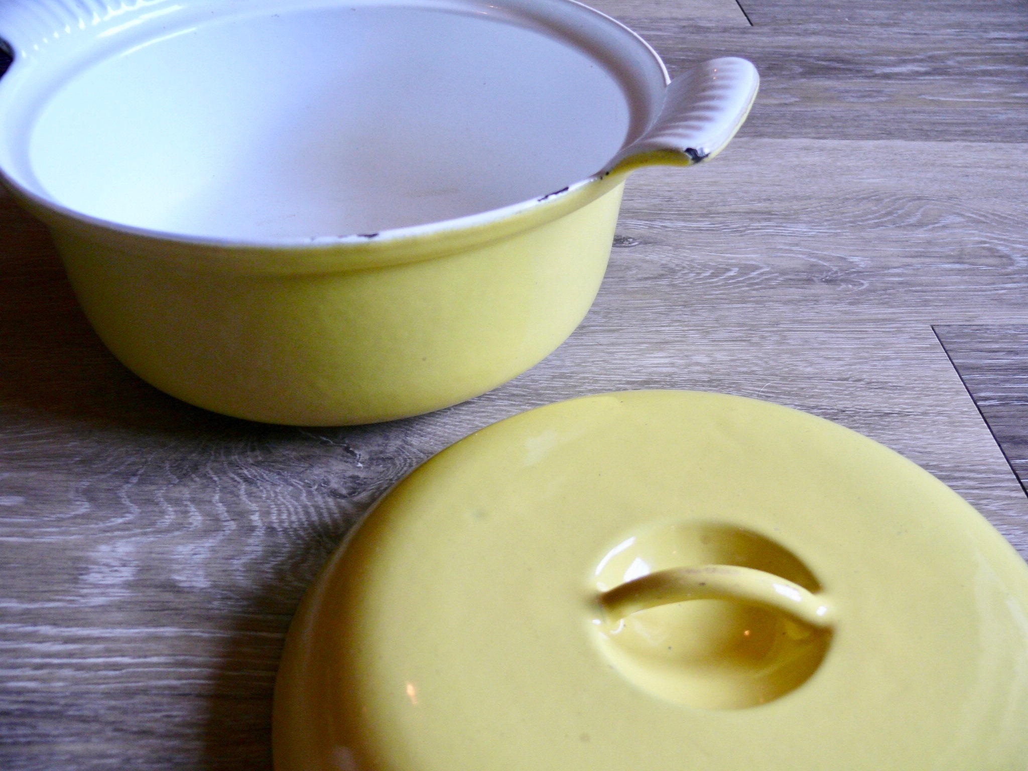 Descoware Yellow Cast Iron Dutch Oven Made in Belgium Vintage Etsy