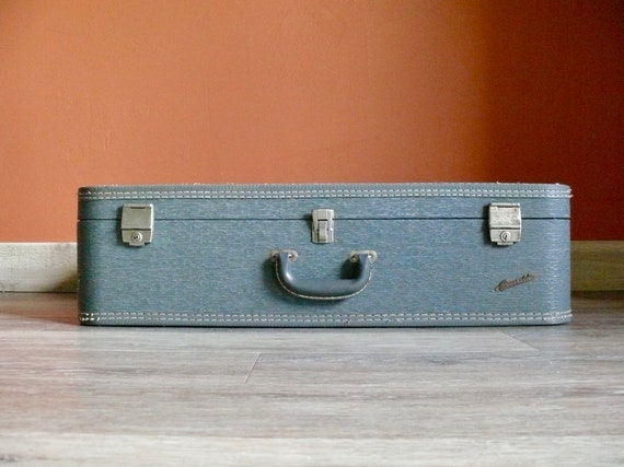 1950s Emerald Brand 28" Gray Hard Sided Suitcase … - image 3