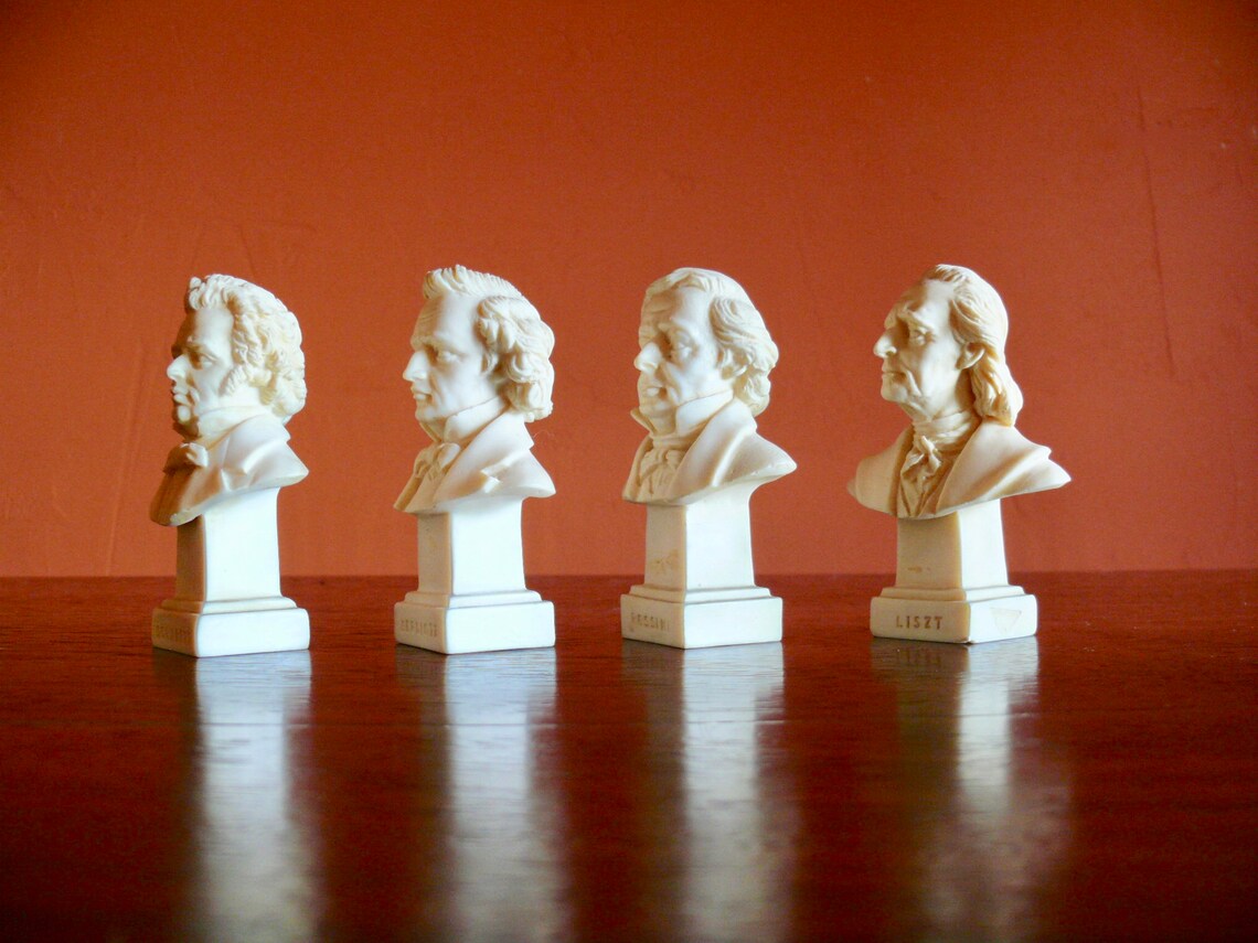 4 Ruggeri Alabaster Resin Music Composers Busts Vintage Liszt Etsy