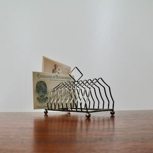 Silver Toast Rack Made in England, Vintage Gothic Arch Letter Holder Desk Accessory