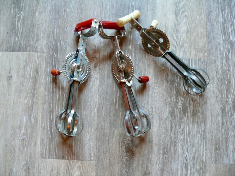 3 Old Hand Crank Mixers Ekco High Speed Beater Androck Prod Etsy