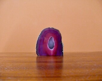 Pink Brazilian Agate Slice, Vintage Druzy Crystal Geode Decor