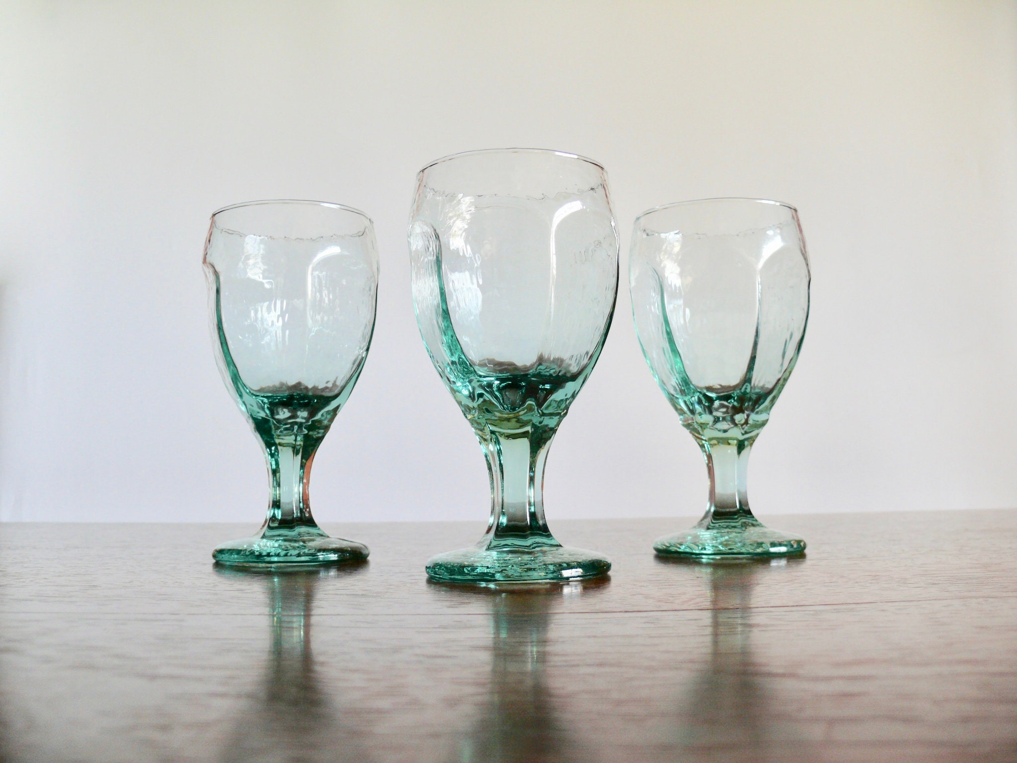 3 Libbey Chivalry Green Water Goblets Vintage 12oz Libbey Etsy