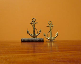 Brass Anchor Bookends with Rope Detail, Nautical Boating Coastal Decor