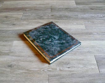 Vintage Blank Scrapbook Album with Blue Marbled Cover, Photo Keepsake Memory Book