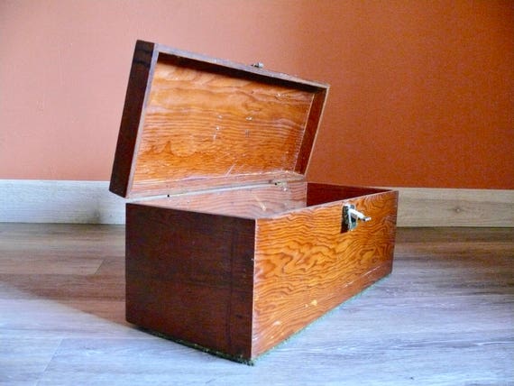 Antique Wooden Tool Box Old Gathering Box Large Vintage Tool