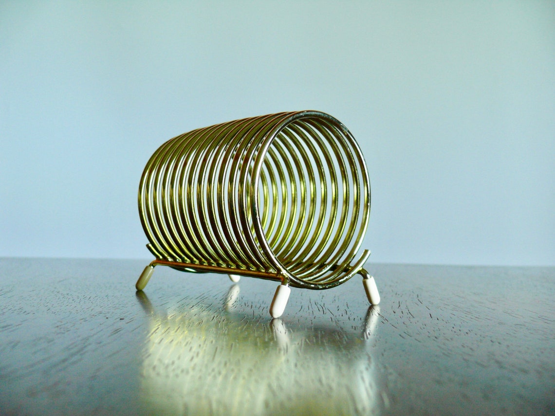 Metal Spiral Letter Holder Vintage Gold Toned Metal Coil Desk Etsy