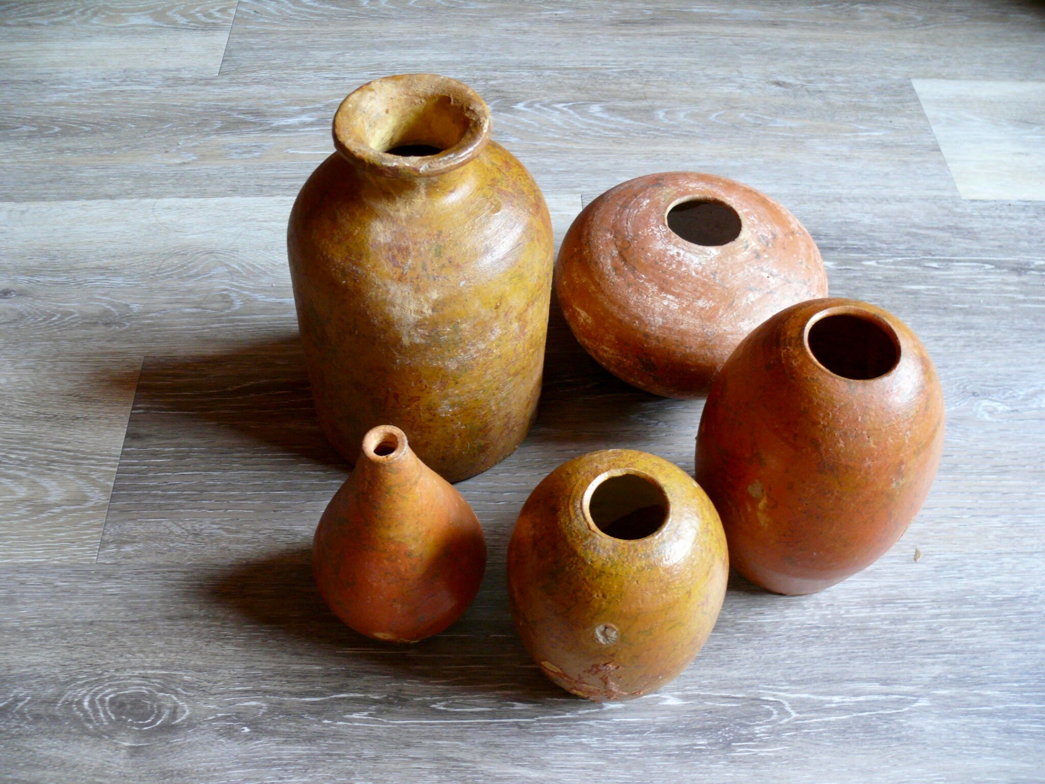 5 Southwestern Clay Vases Assorted Primitive Hand Made Etsy