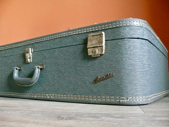 1950s Emerald Brand 28" Gray Hard Sided Suitcase … - image 8