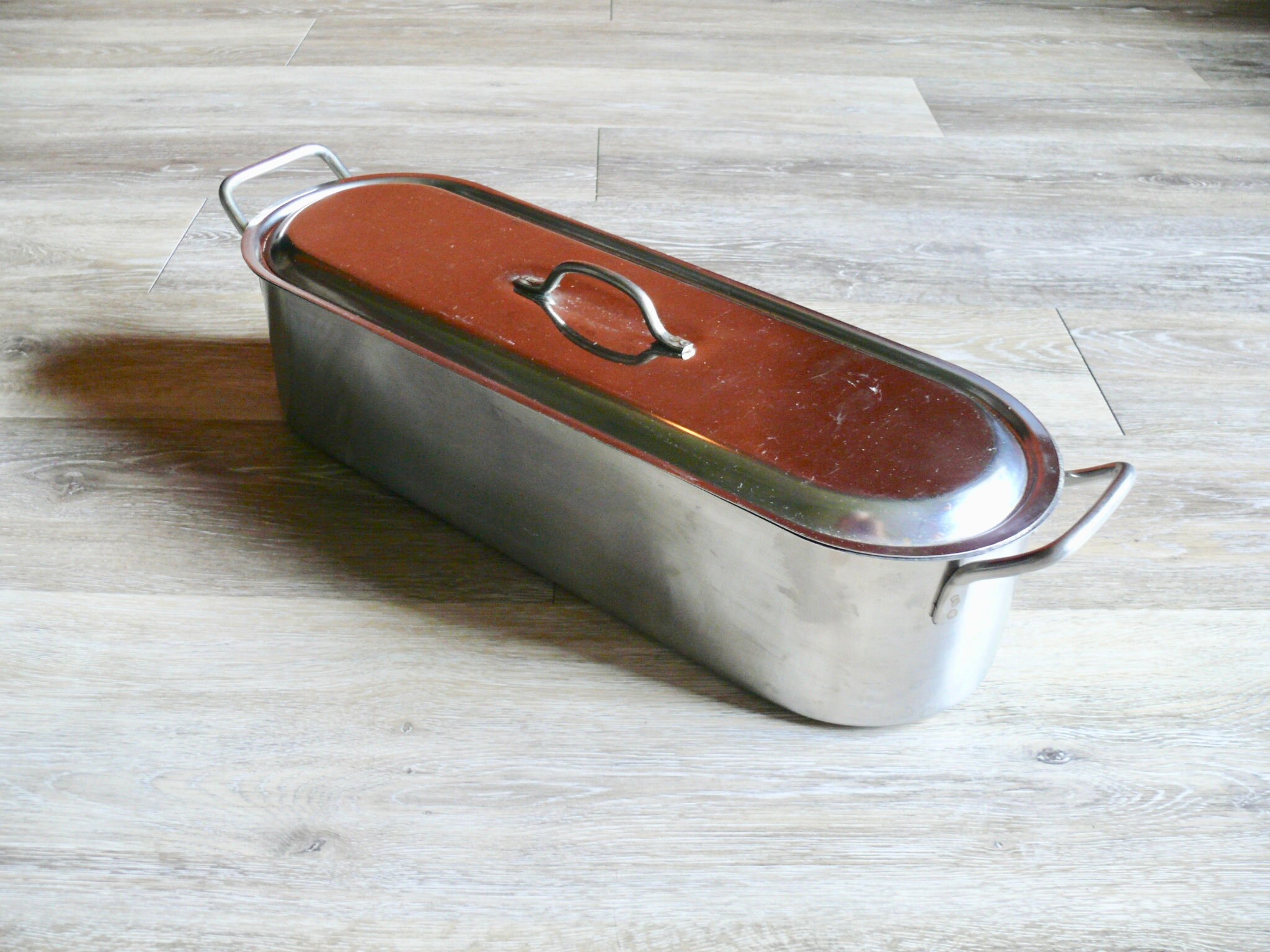 Large Lidded Fish Poacher Pan With Perforated Tray Vintage Etsy