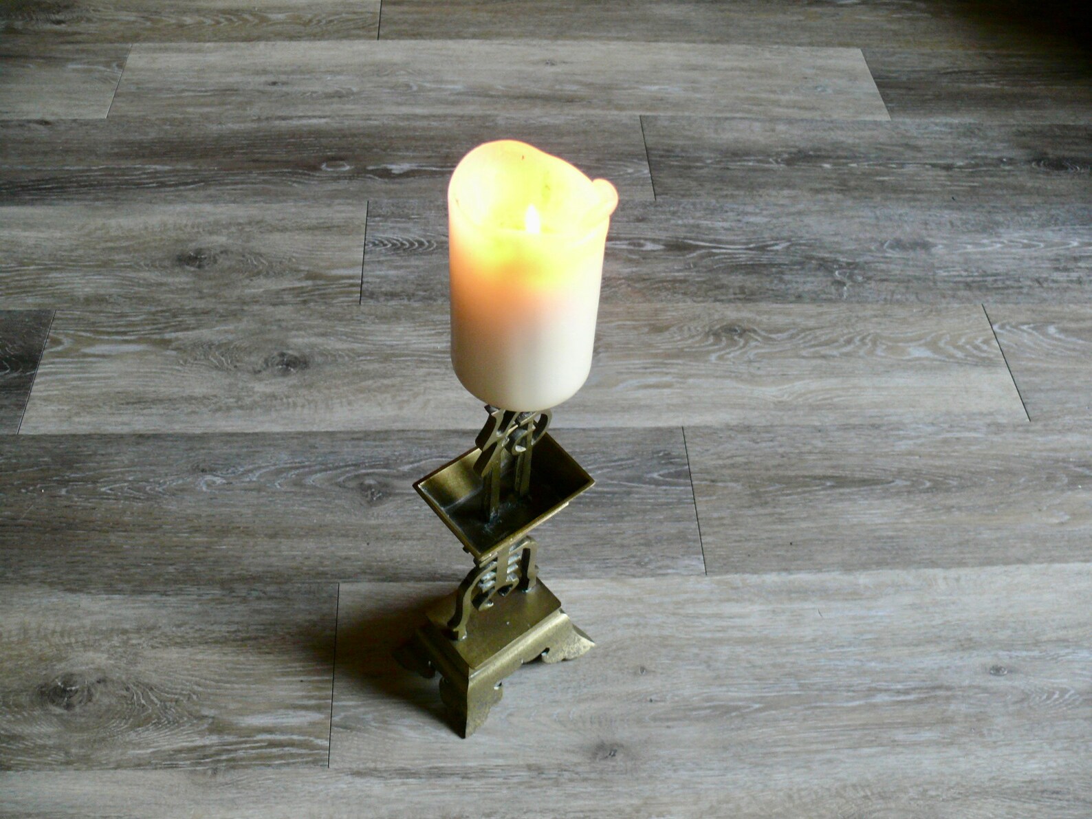Tall Ornate Brass Spike Pillar Candle Holder Vintage 16 Etsy UK