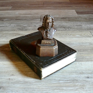 Bach Bust Thorens Movement Music Box Made in Switzerland, Swiss Movement Plays Bach Cantata 147, Classical Music Wedding Gift