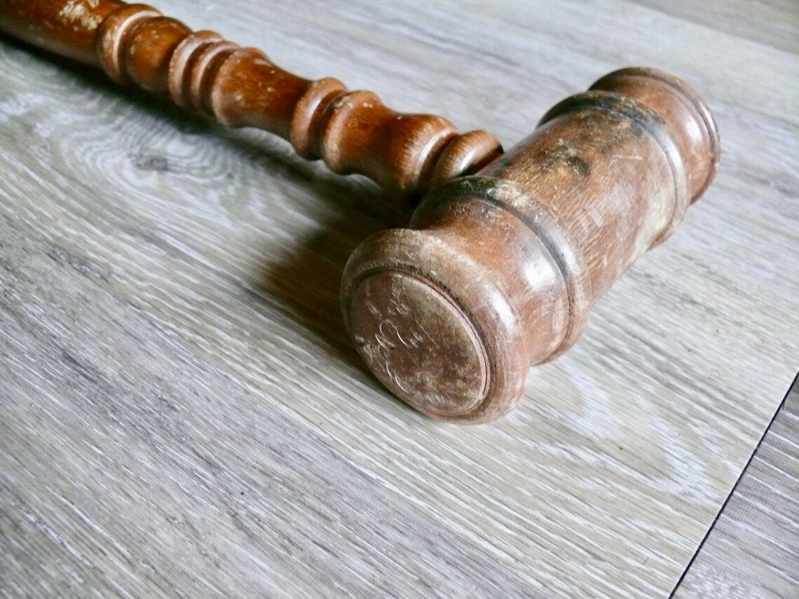 Old Turned Wood Gavel Distressed Farmhouse Woodworker Tool Etsy