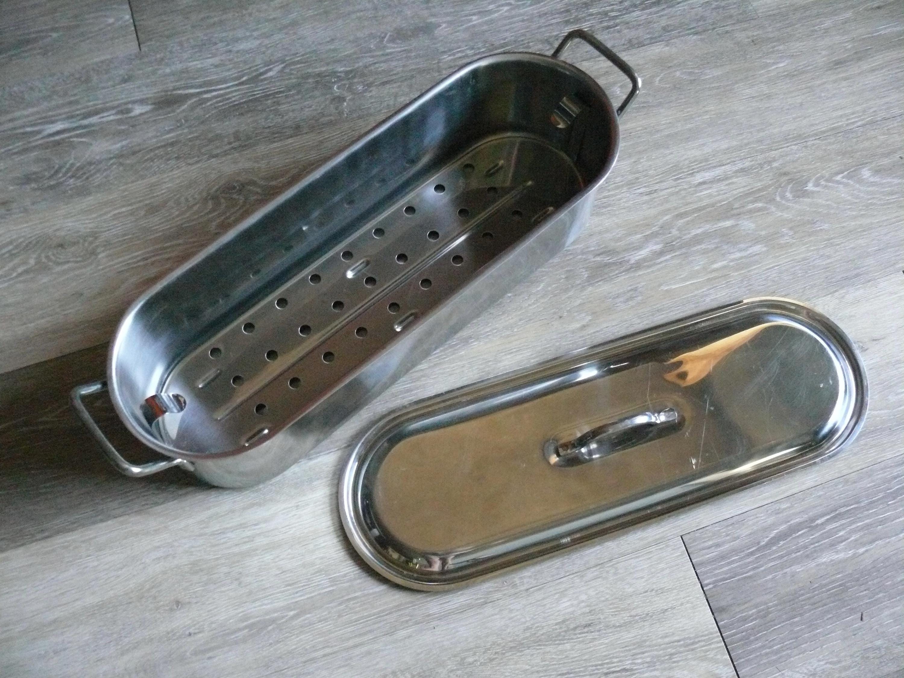 Stainless Steel Fish Poacher With Rack and Lid, Vintage 18 Inch Oval ...