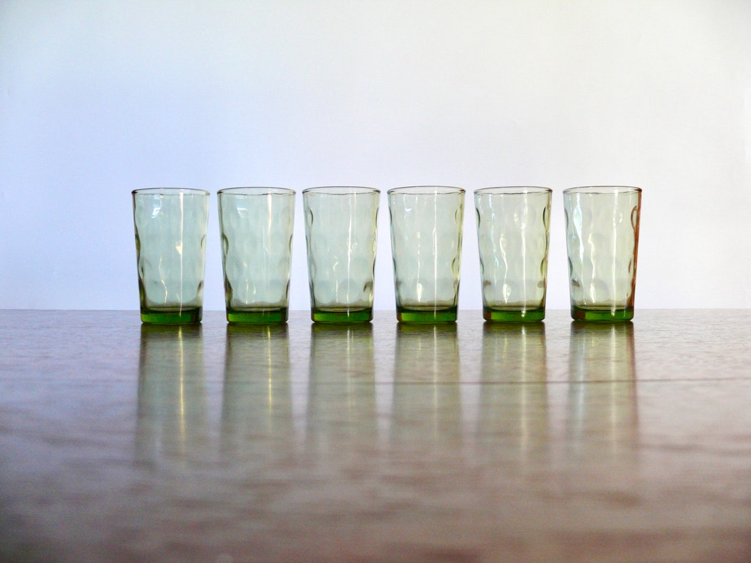 6 Double Shot Glasses With Gold White Medallion Overlay, Vintage Anchor  Hocking Cocktail Glasses Barware 