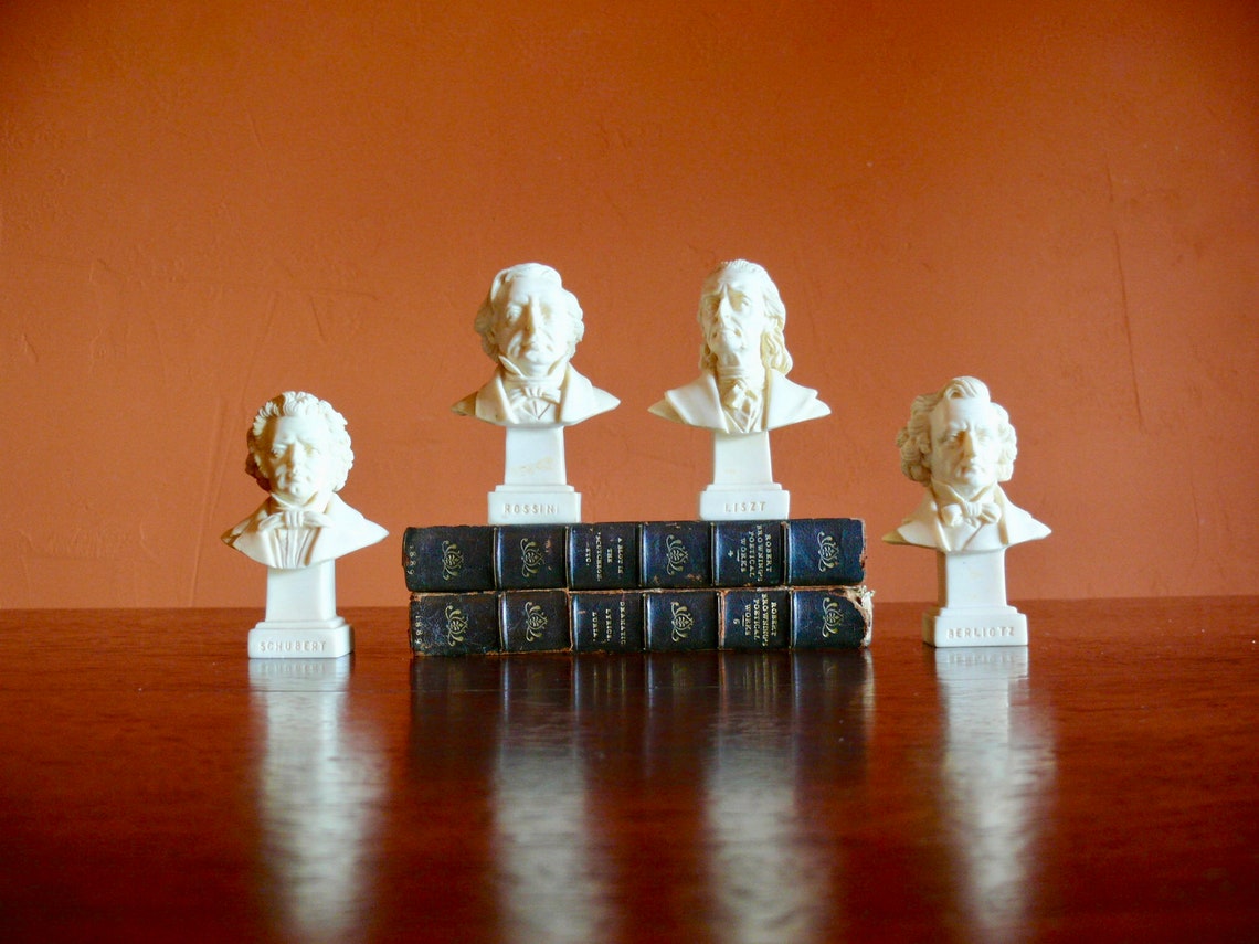 4 Ruggeri Alabaster Resin Music Composers Busts Vintage Liszt Etsy