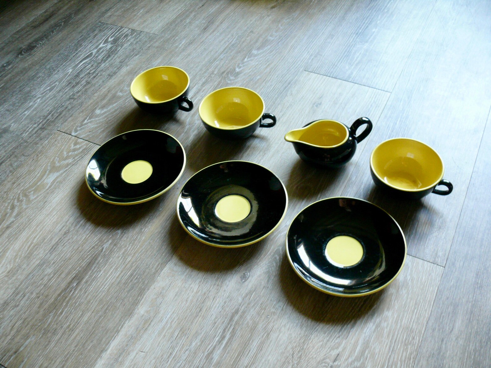 Villeroy & Boch Black Yellow 7 Pc China Set 3 Biarritz Cups - Etsy