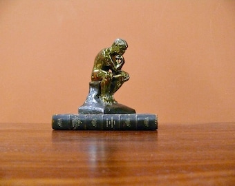 Vintage Rodin The Thinker Bookend, Cast Metal Le Penseur Statue, Fine Art Shelf Decor