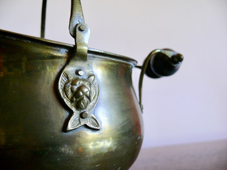 Pequeño cubo de ceniza de latón de 8 con mango de madera | Etsy