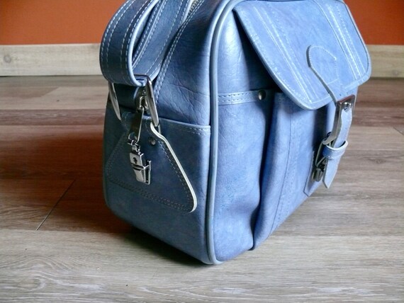 Vintage Blue Escort Cross Body Weekend Bag, 70s L… - image 6