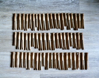 Old Slotted Wood Peg Clothespins, 59 Assorted Round Head Peg Doll Crafting Supply, Vintage Country Farmhouse Laundry Room Decor