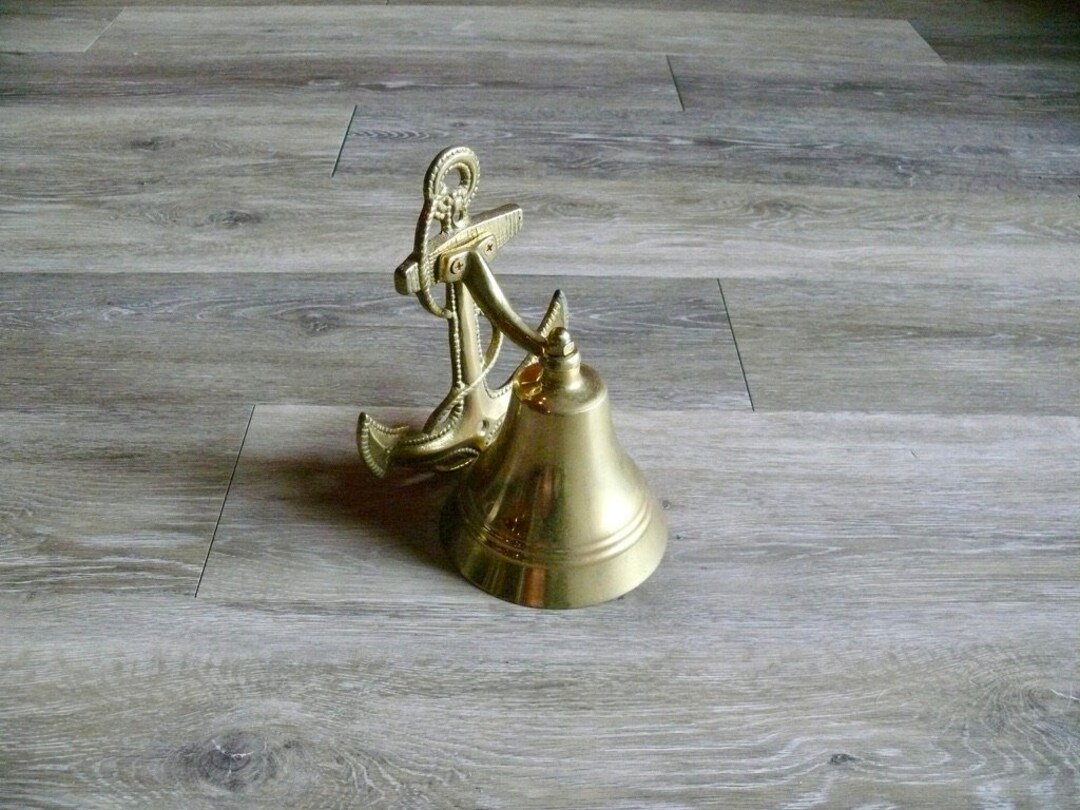 Brass Wall Mount Ships Anchor Bell, Vintage Nautical Front Porch ...