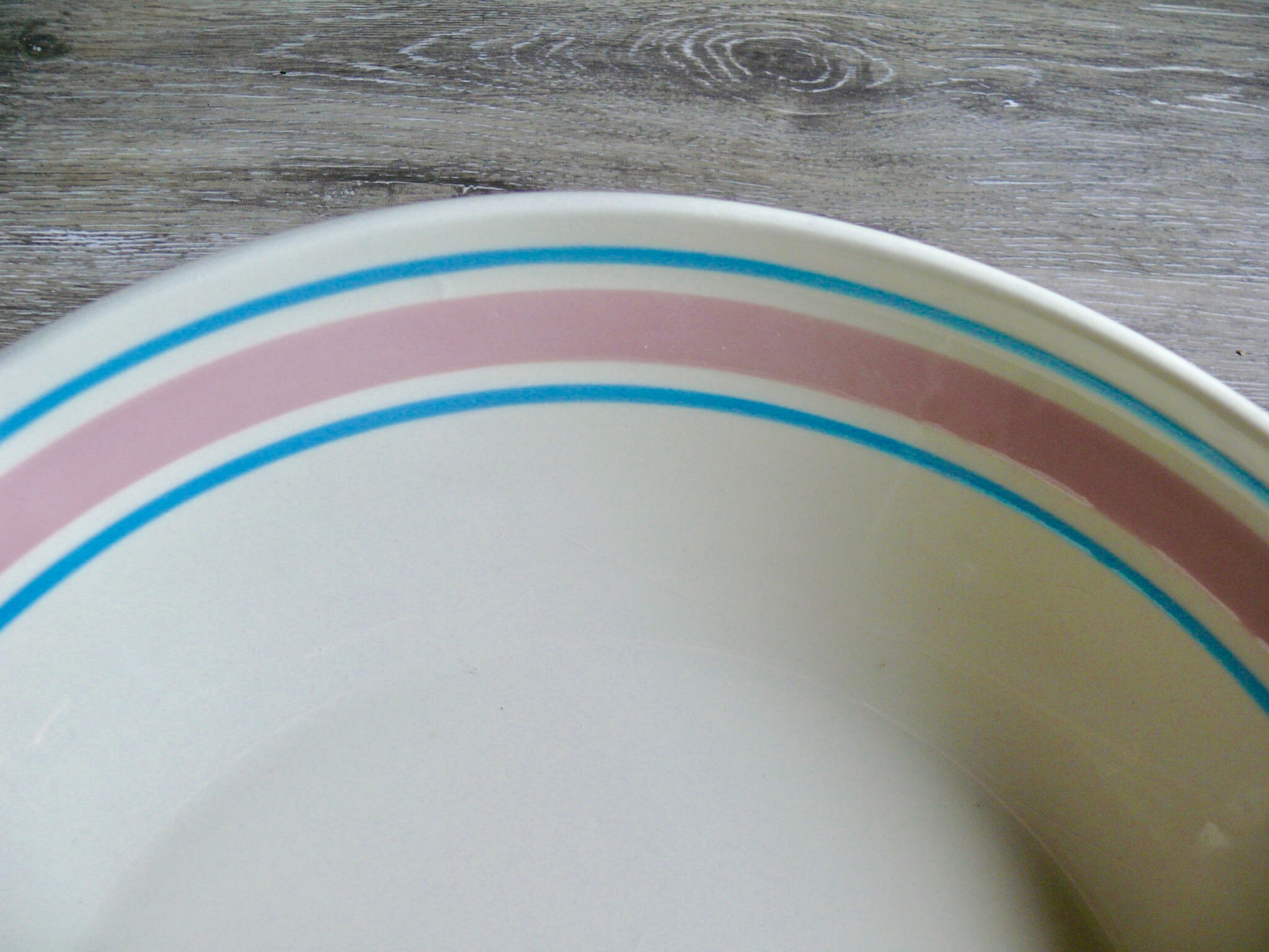 Large 12 Mccoy Pink & Blue Stripe Pasta Serving Bowl Etsy