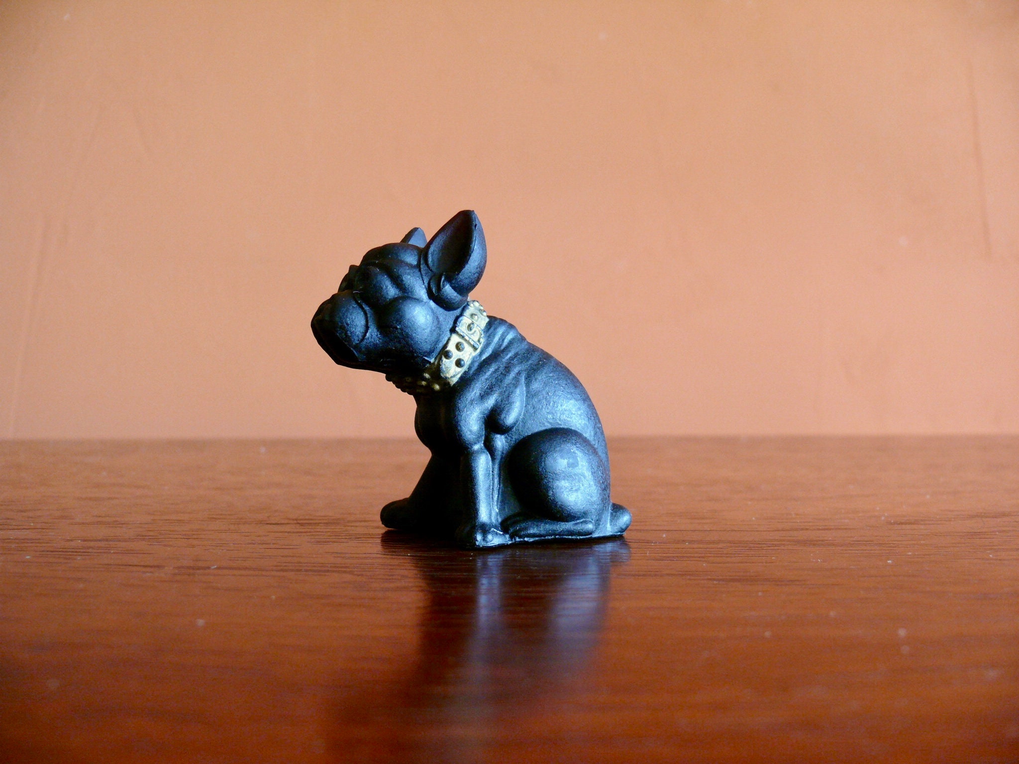 Antique 1930's Westmoreland Black Satin Glass French Bulldog