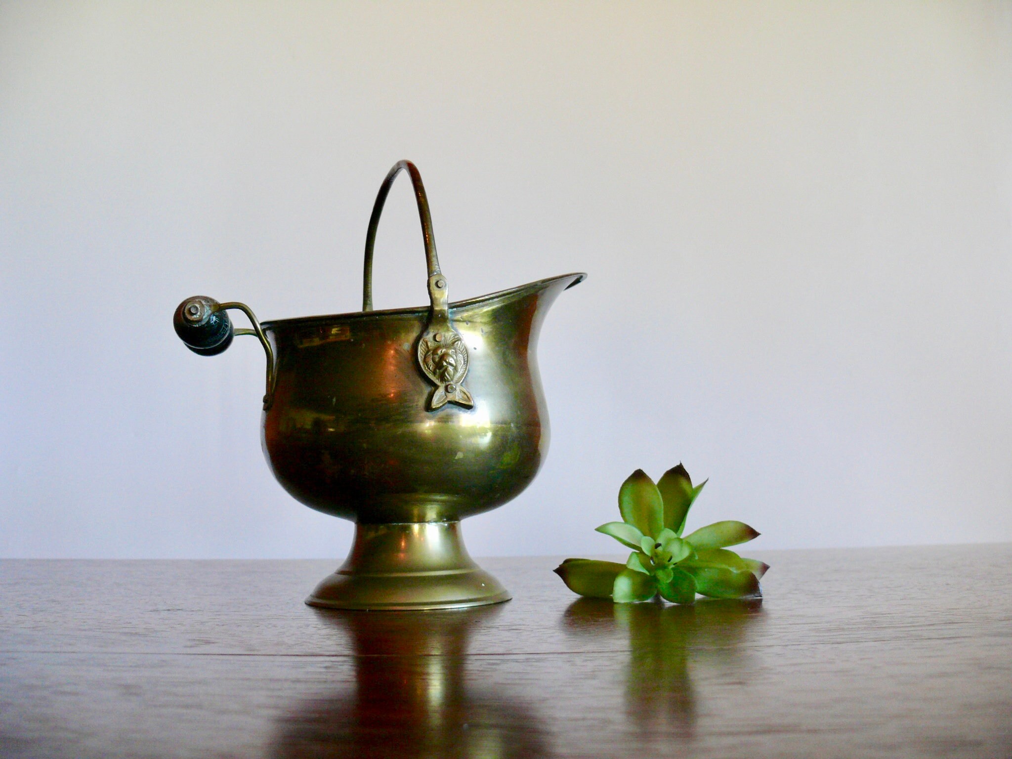 Pequeño cubo de ceniza de latón de 8 con mango de madera | Etsy