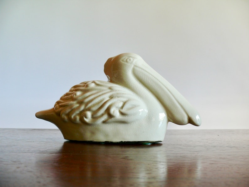 Large 12 White Ceramic Pelican Statue Vintage Realistic Etsy