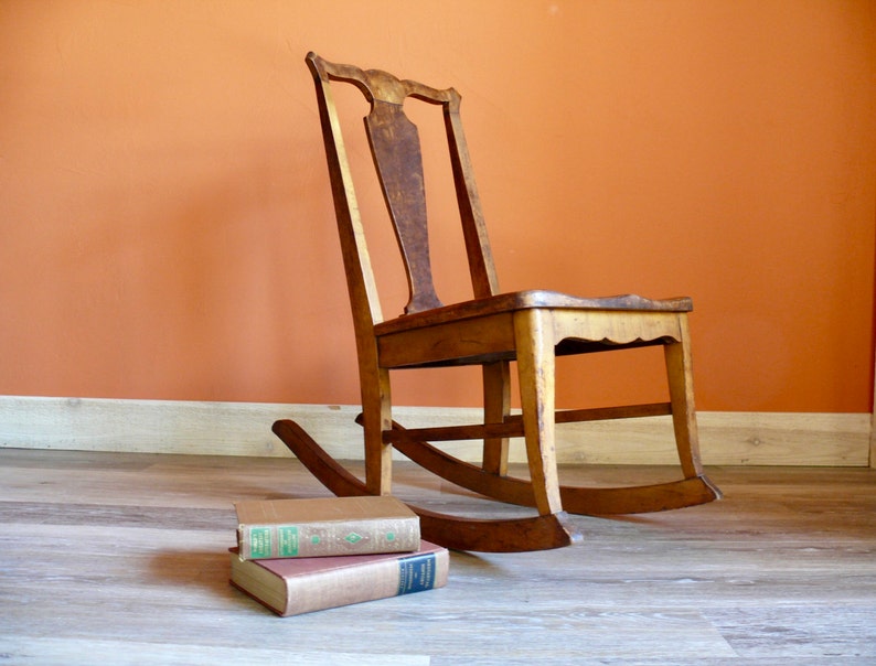 Ladies Queen Anne Wood Sewing Rocking Chair Vintage Handmade Etsy
