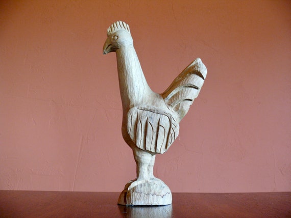 New Primitive Country Farmhouse LARGE WHITE BLACK HEN STATUE Chicken Figurine
