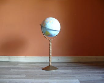 Vintage 1990s Replogle Floor Globe, World Nation Series Library Decor