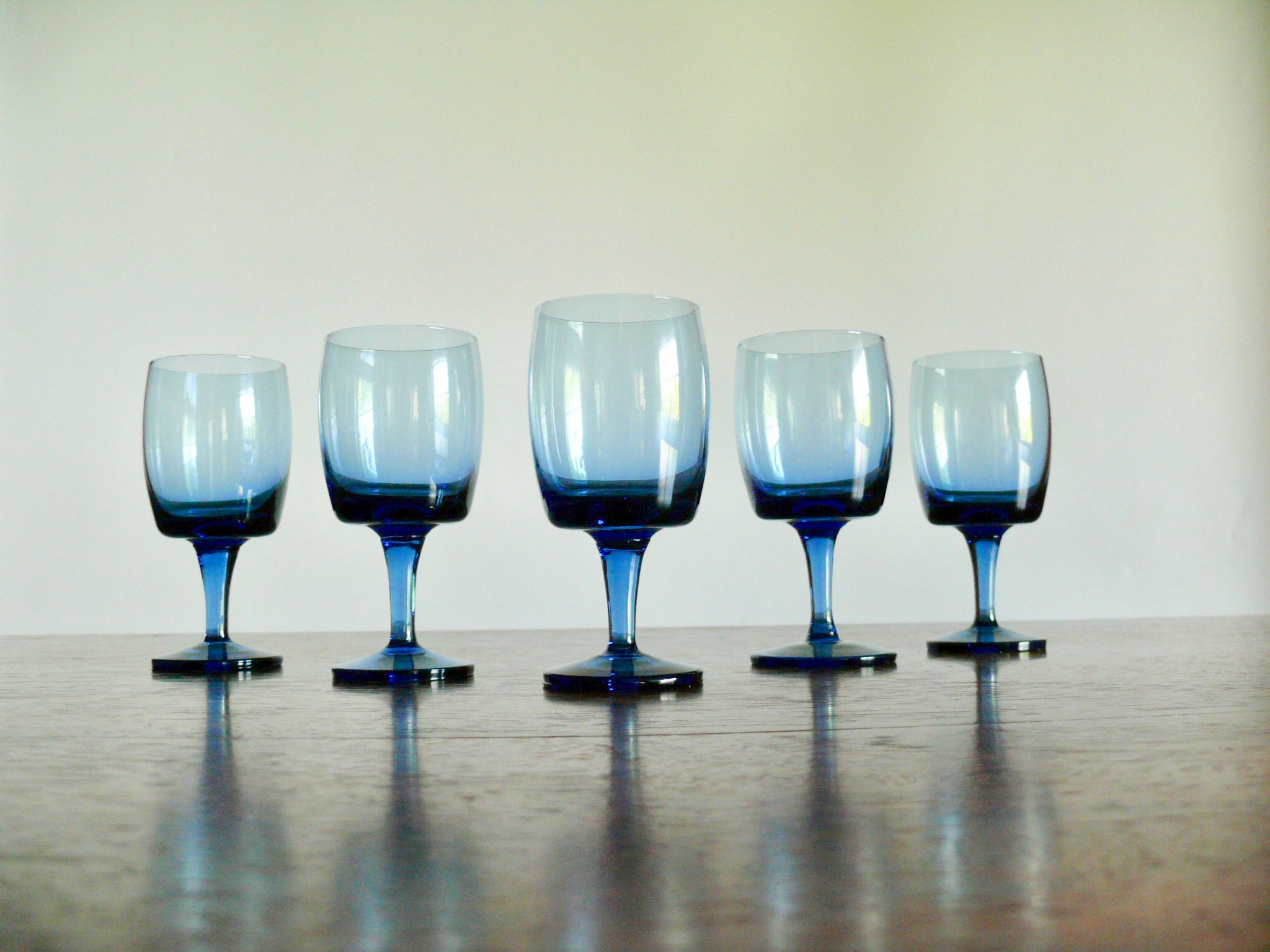 5 Gorham Accent Navy Blue Wine Glasses 70s Contemporary Deep Etsy UK