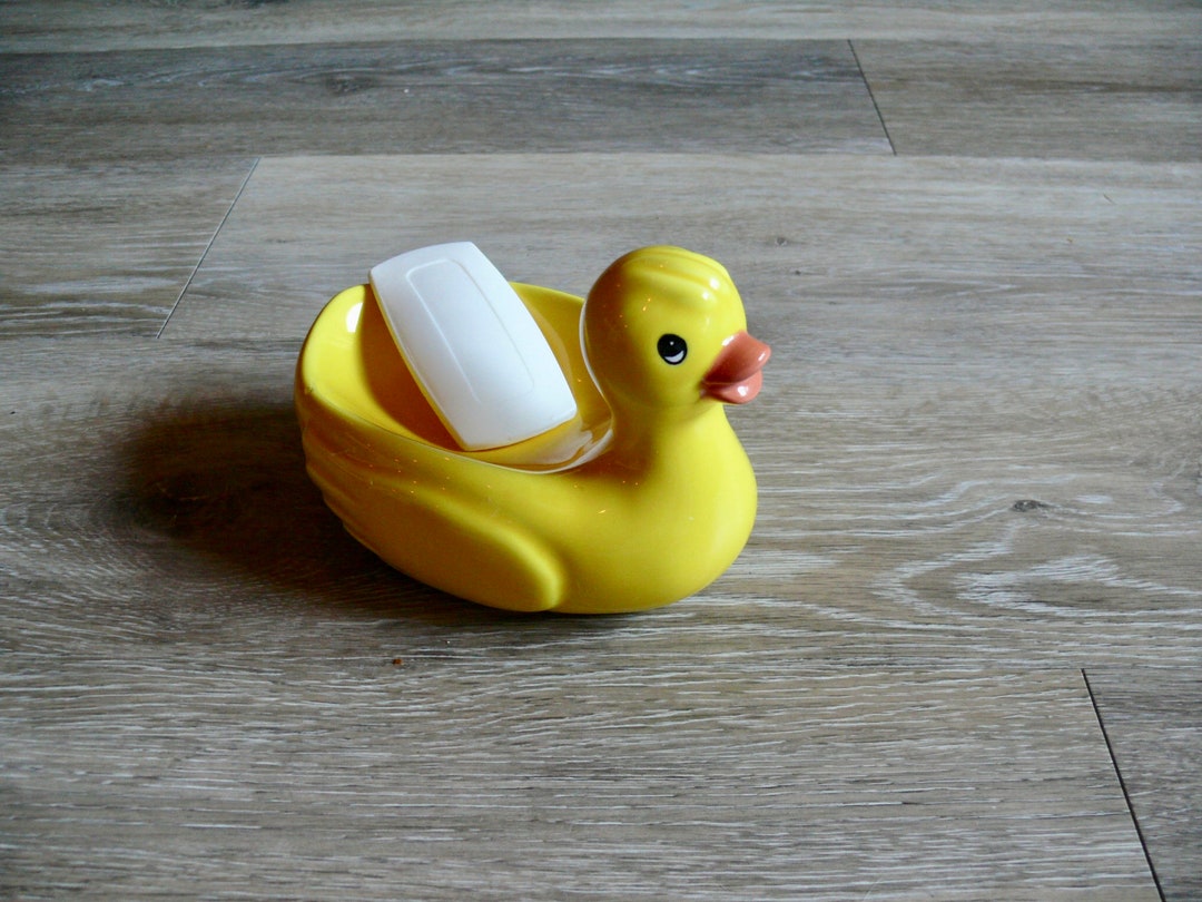 Bright Yellow Ceramic Duck Soap Dish Vintage 90s Yellow Ducky Etsy