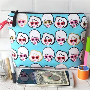 Makeup Bag Purse Pencil Pouch Knitting Crochet Project Notions Money Cards Phone Travel Vintage Retro Fabric Handmade Gift