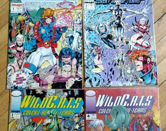 wildc.a.t.s comics Hefte 1-4/ Bild Comics/1992/ Heft 4 versiegelt I.Polybag mit Sammelkarte/ eingetütet und mit Brettern beklebt