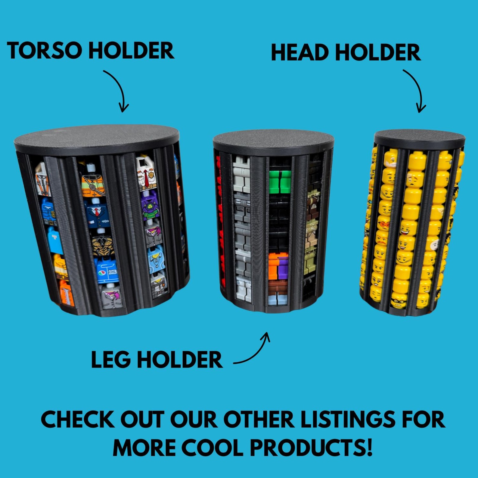 Ultimate Minifig Head Holder| 250 Heads| AFOLS | KFOLS | Removable Top ...