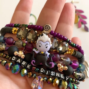 Ursula from the Little Mermaid Disney bounding stretchy bracelet and stack deal! Frosted glass beaded bracelet