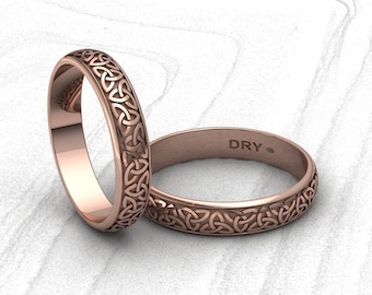 Celtic knots rings in 18k rose gold. Wedding rings, for engagement, anniversary or gift. Free shipping.