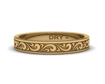 Uitstekende geelgouden ring. Uniseks ring in bloemenstijl, ideaal voor een cadeau, verloving, jubileum of huwelijk. Geen verzendkosten.
