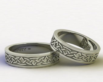 Celtic Knots Rings 18k white gold. Engagement, wedding, anniversary or gift rings. Free shipping.