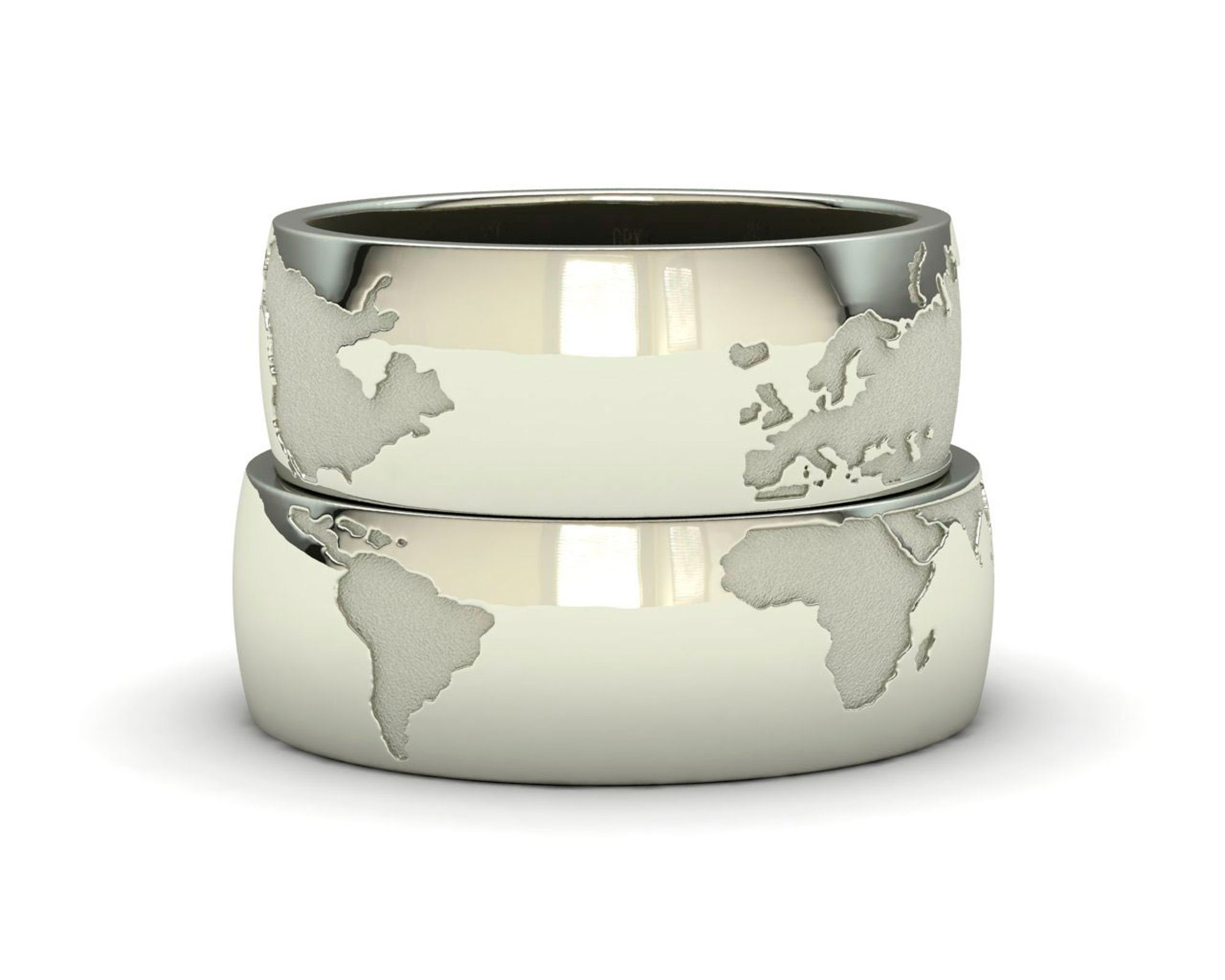 Anillos Mapamundi en oro blanco 18k 14k o 9k. Anillos para boda aniversario compromiso o regalo. Envio gratis. Etsy Mexico