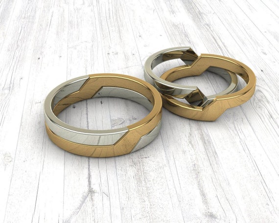 1 Par De Dos Anillos De Boda De Pareja Dorada De 18k De Y De 1 Par De Dos Anillos De Boda De Pareja Dorada De 18k De Y De