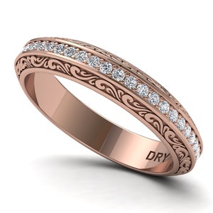 Vintage Rose Gold Ring. Perfect unisex ring for gift, engagement, wedding or anniversary. Free shipping.