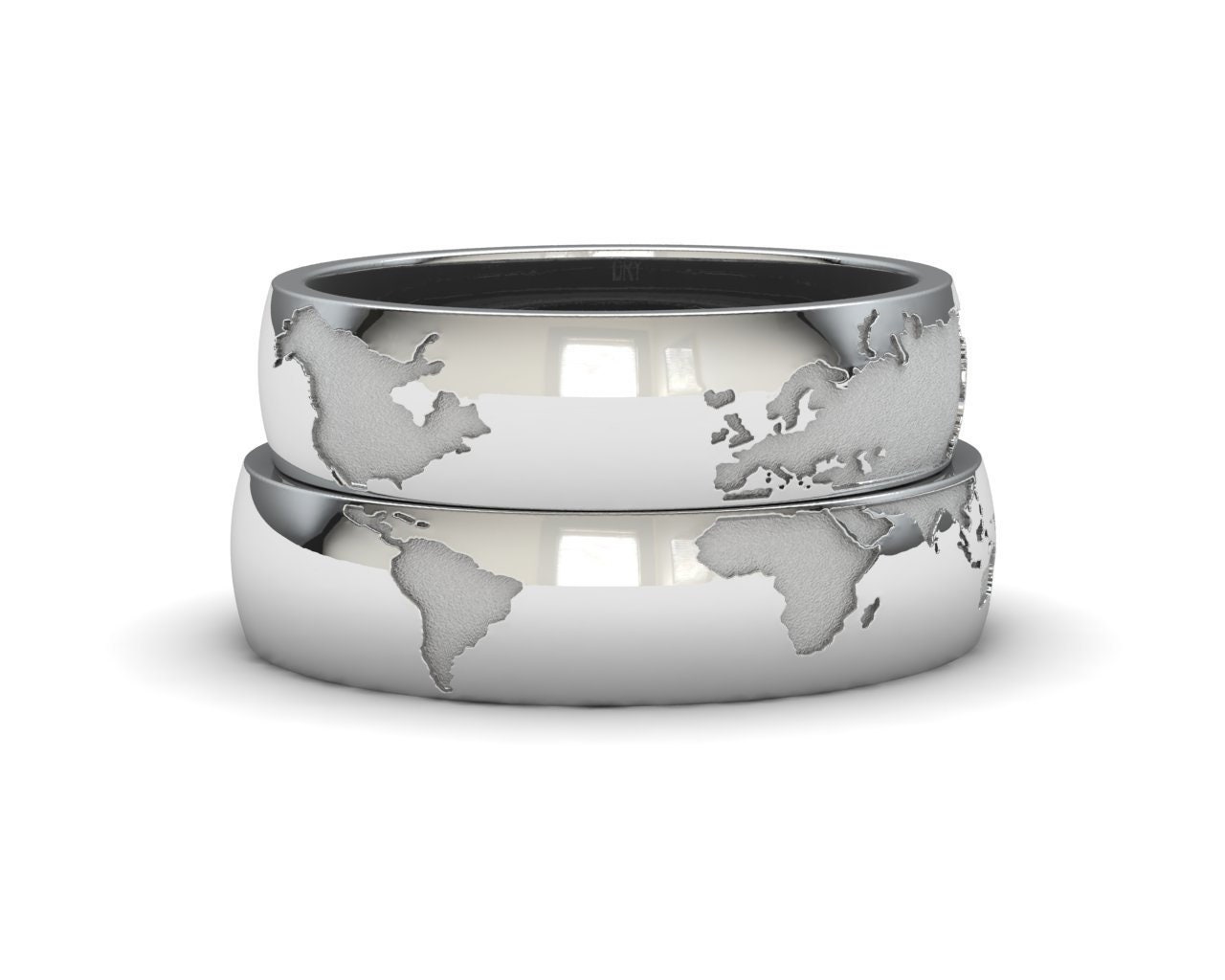 Anillos mapamundi en plata. Para boda aniversario o regalo. Envio gratis Etsy Espana