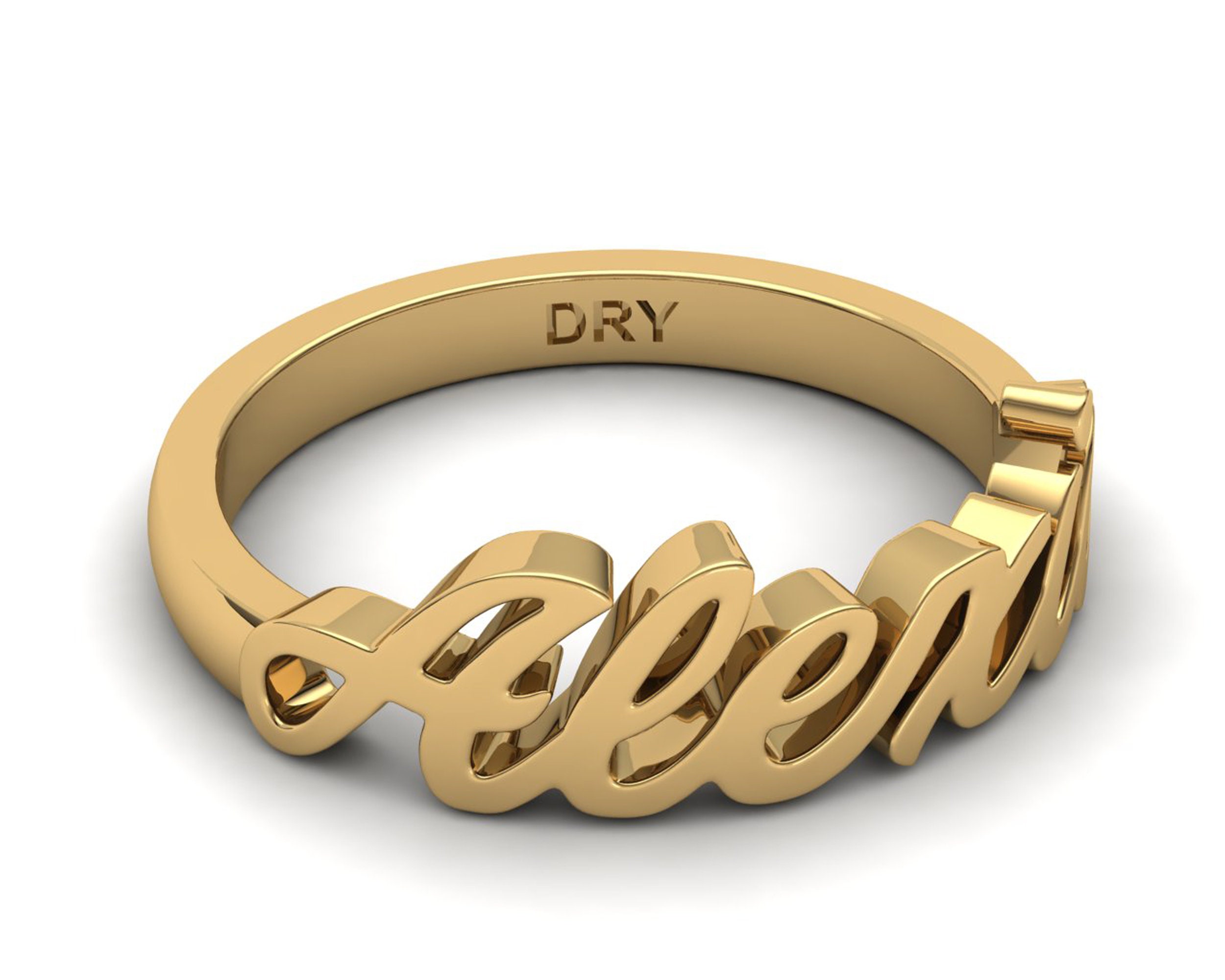 Personalized Name Ring in Script Design With Diamond Accent on Tail Beneath  Name - Walmart.com
